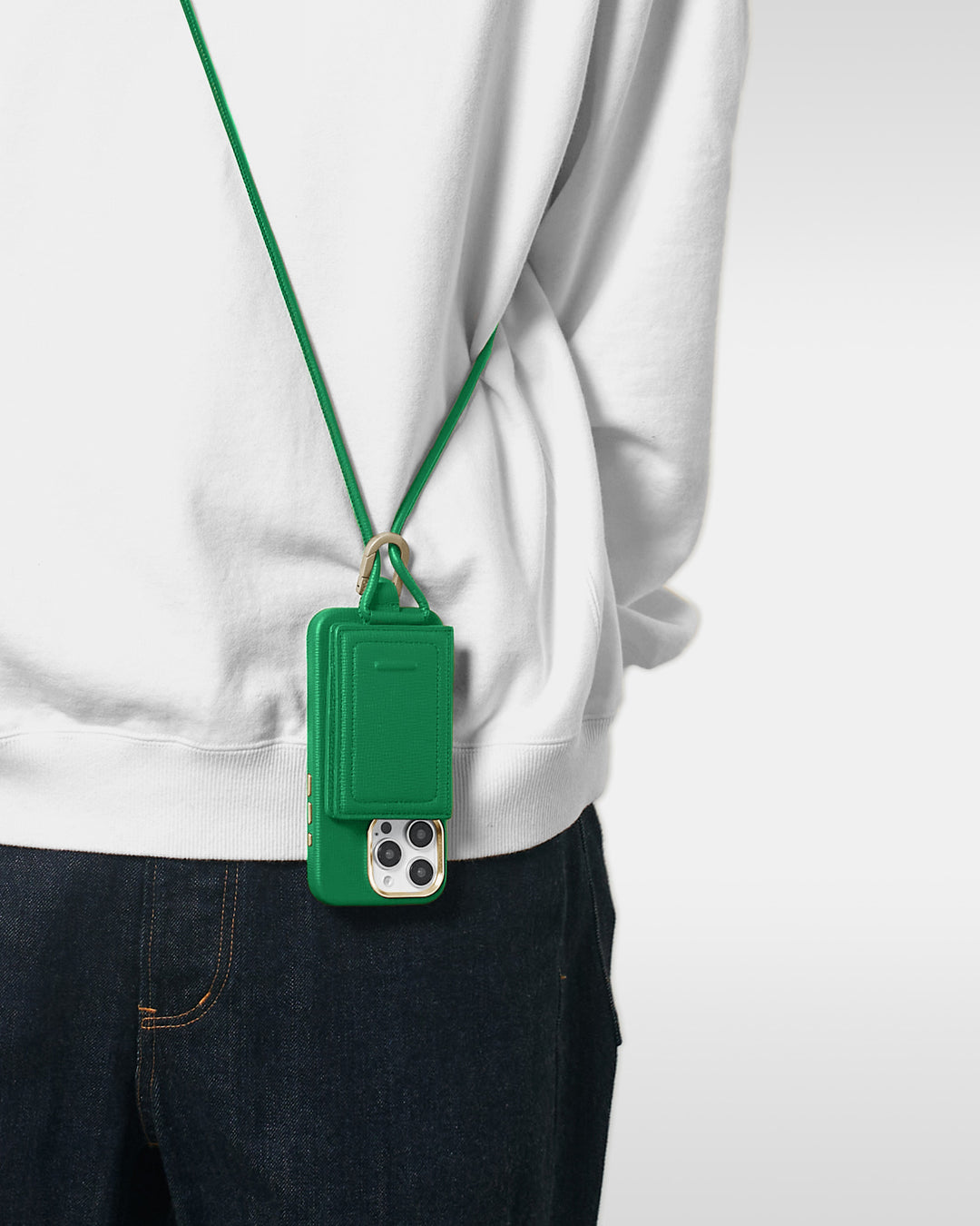 レザーストラップ + iPhoneケースセット - ジョリーグリーン