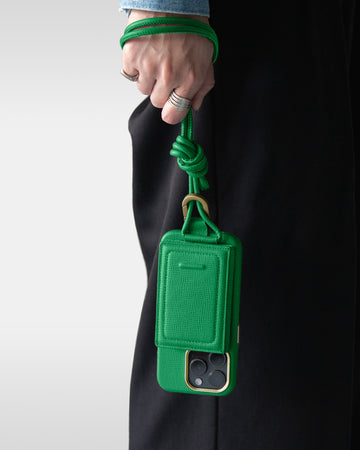 レザーストラップ + iPhoneケースセット - ジョリーグリーン