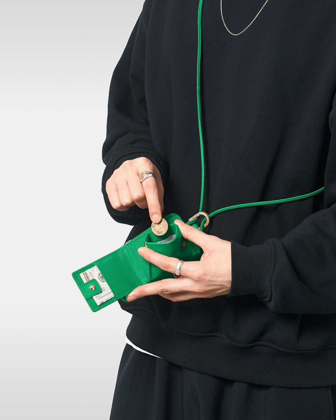 レザーストラップ + iPhoneケースセット - ジョリーグリーン