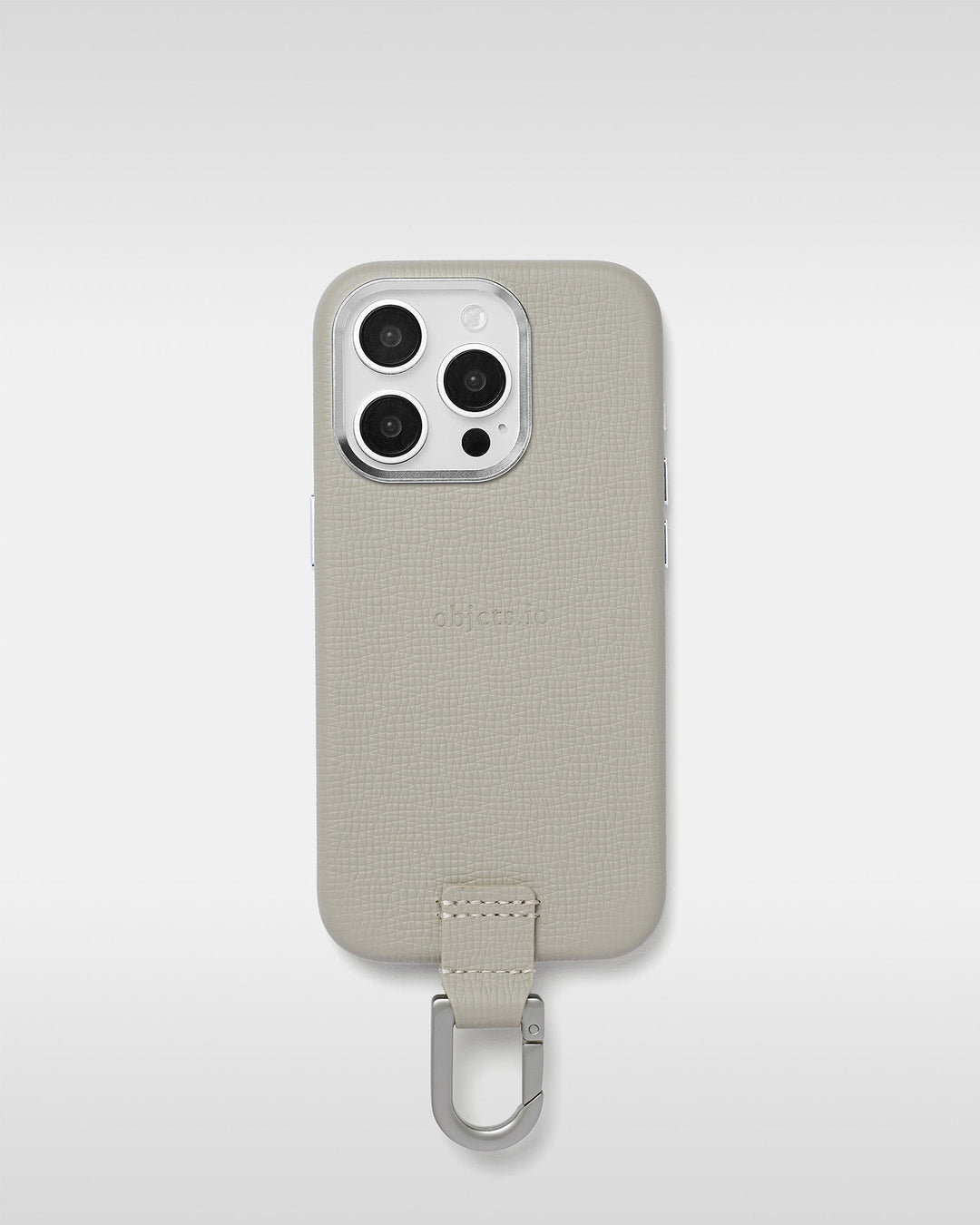 カラビナ付iPhoneケース - ホワイトベージュ