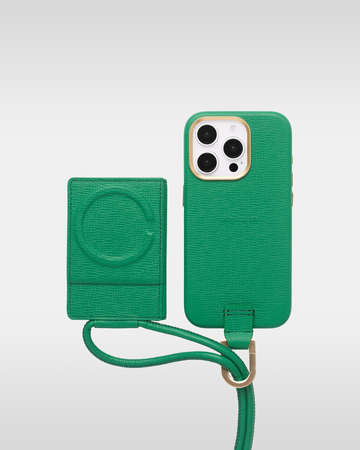 レザーストラップ + iPhoneケースセット - ジョリーグリーン