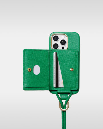 レザーストラップ + iPhoneケースセット - ジョリーグリーン