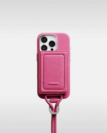 レザーストラップ + iPhoneケースセット - ショッキングピンク
