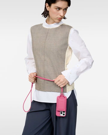 レザーストラップ + iPhoneケースセット - ショッキングピンク