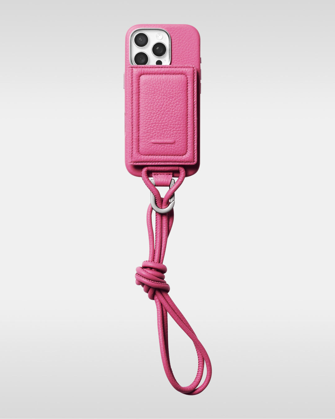 レザーストラップ + iPhoneケースセット - ショッキングピンク