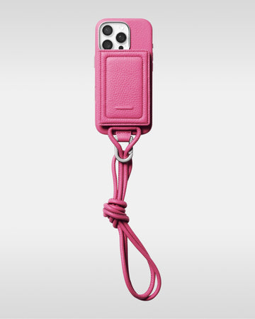 レザーストラップ + iPhoneケースセット - ショッキングピンク