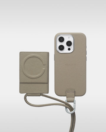 レザーストラップ + iPhoneケースセット - トープ