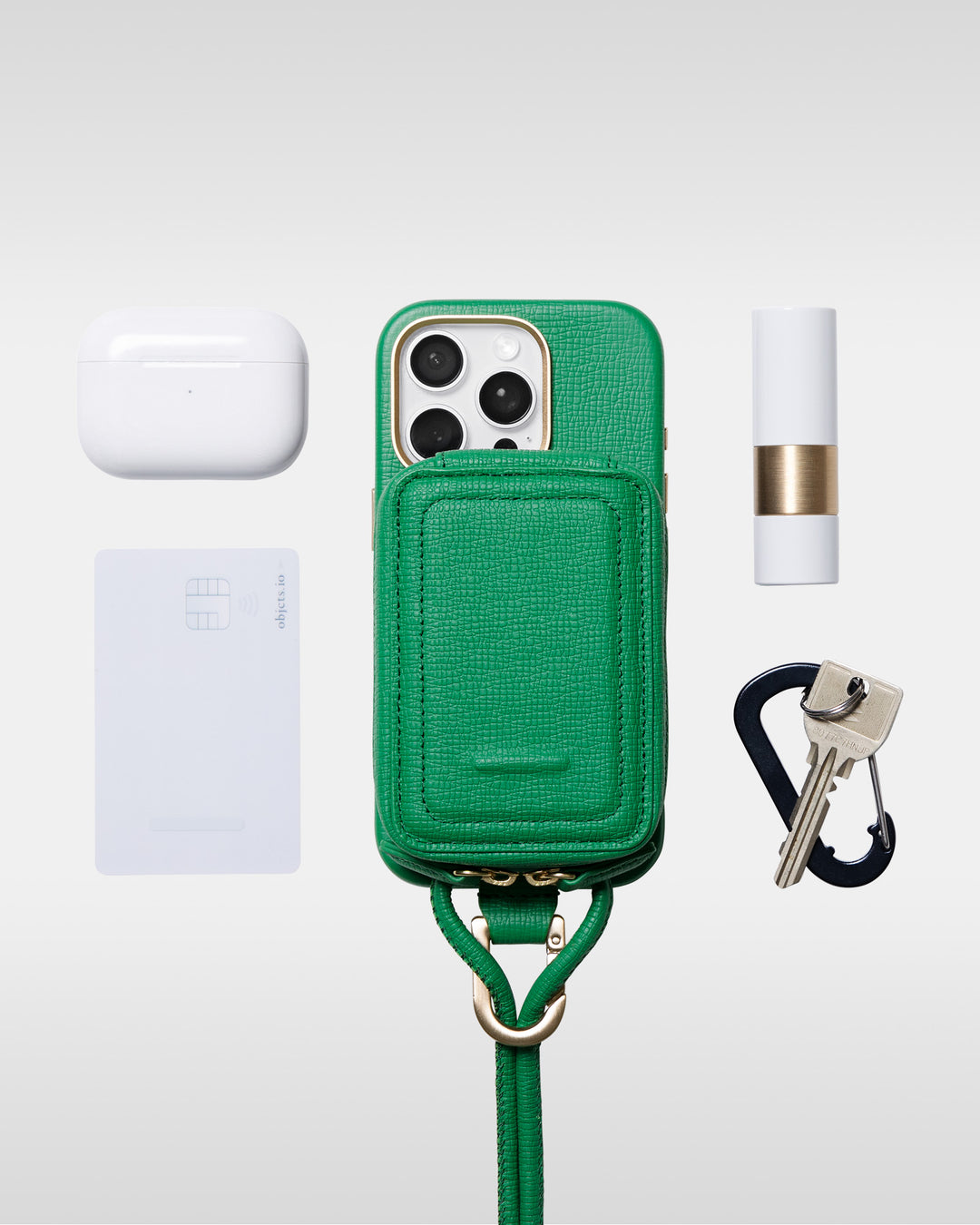 レザーストラップ + iPhoneケースセット - ジョリーグリーン