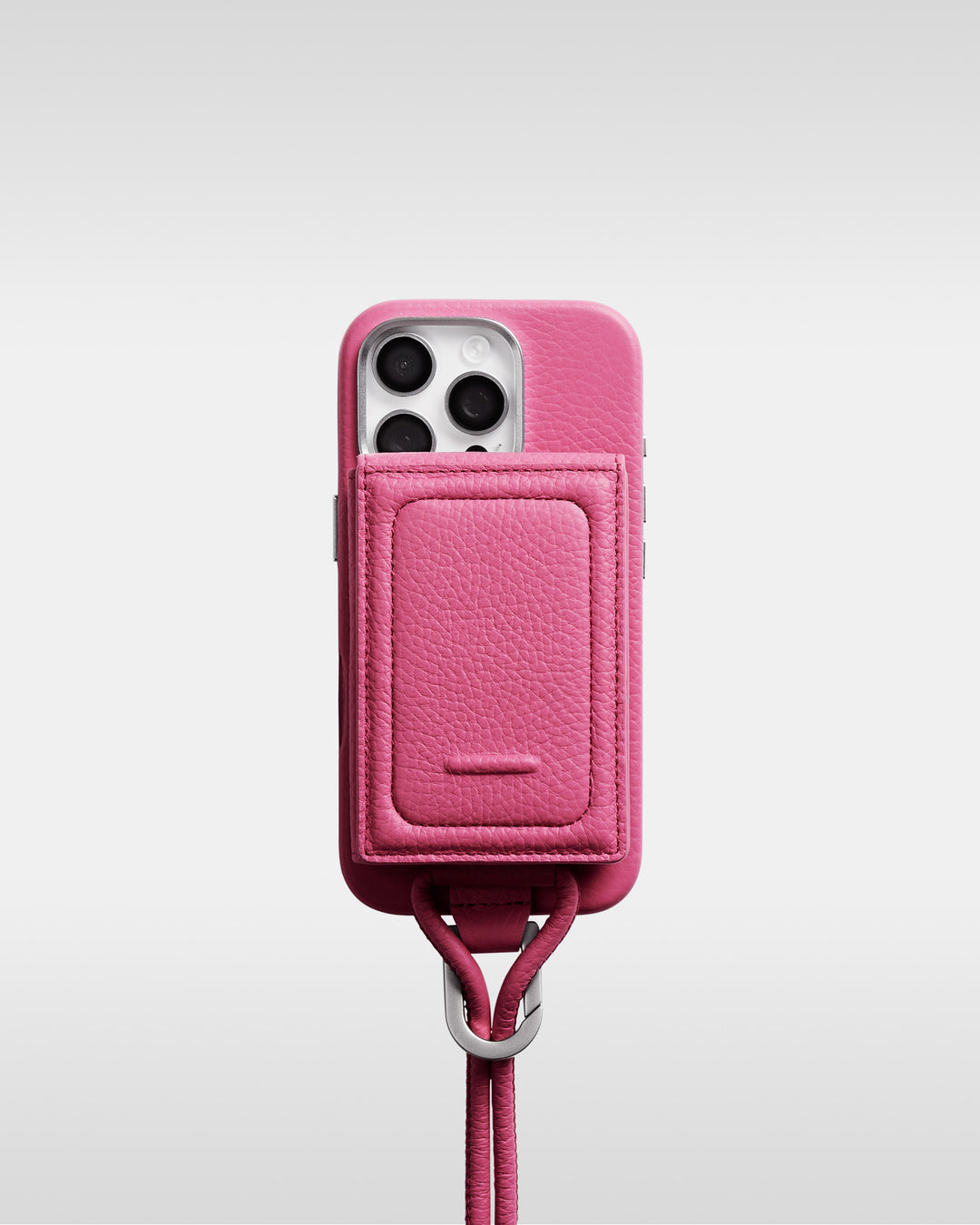 レザーストラップ + iPhoneケースセット - ショッキングピンク