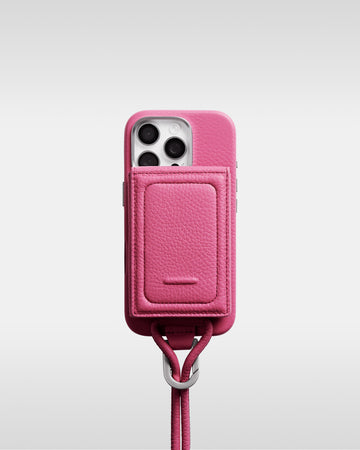 レザーストラップ + iPhoneケースセット - ショッキングピンク