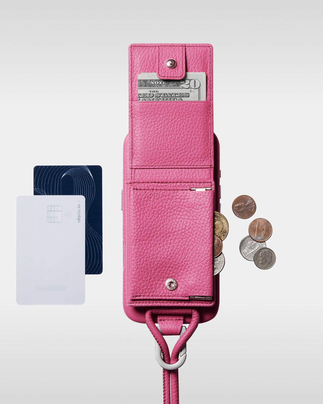 レザーストラップ + iPhoneケースセット - ショッキングピンク