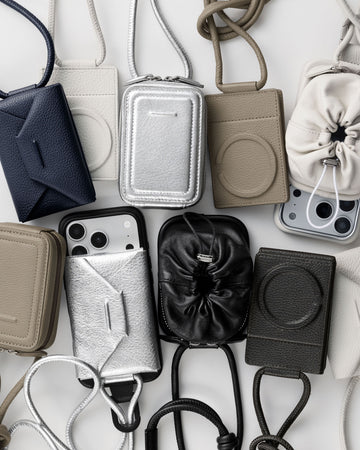 アジャスタブルレザーストラップ付iPhoneアクセサリー エンベロープ - グレージュ