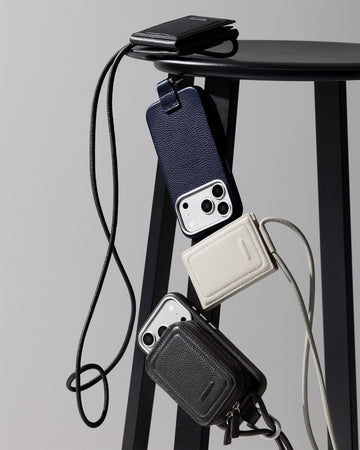 レザーストラップ + iPhoneケースセット - ブラック