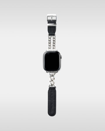 レザーハイブリッドチェーンバンド シルバー925 for Apple Watch