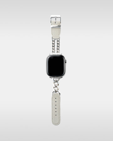 レザーハイブリッドチェーンバンド シルバー925 for Apple Watch