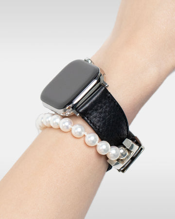レザーハイブリッドダブルラップバンド パール for Apple Watch