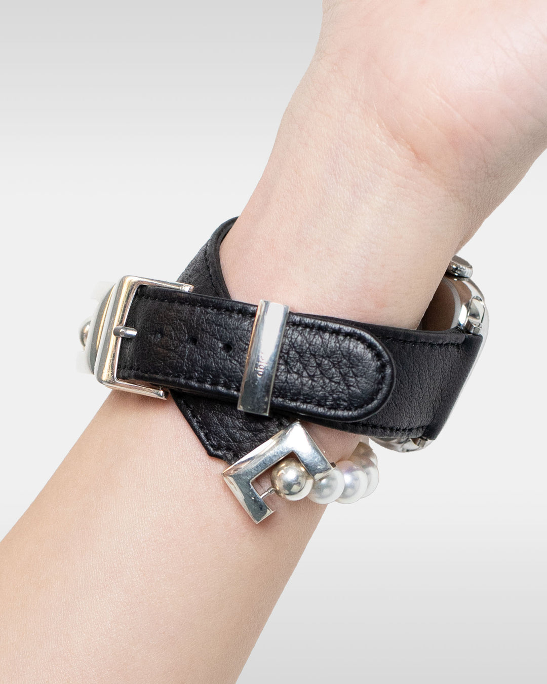 レザーハイブリッドダブルラップバンド パール for Apple Watch