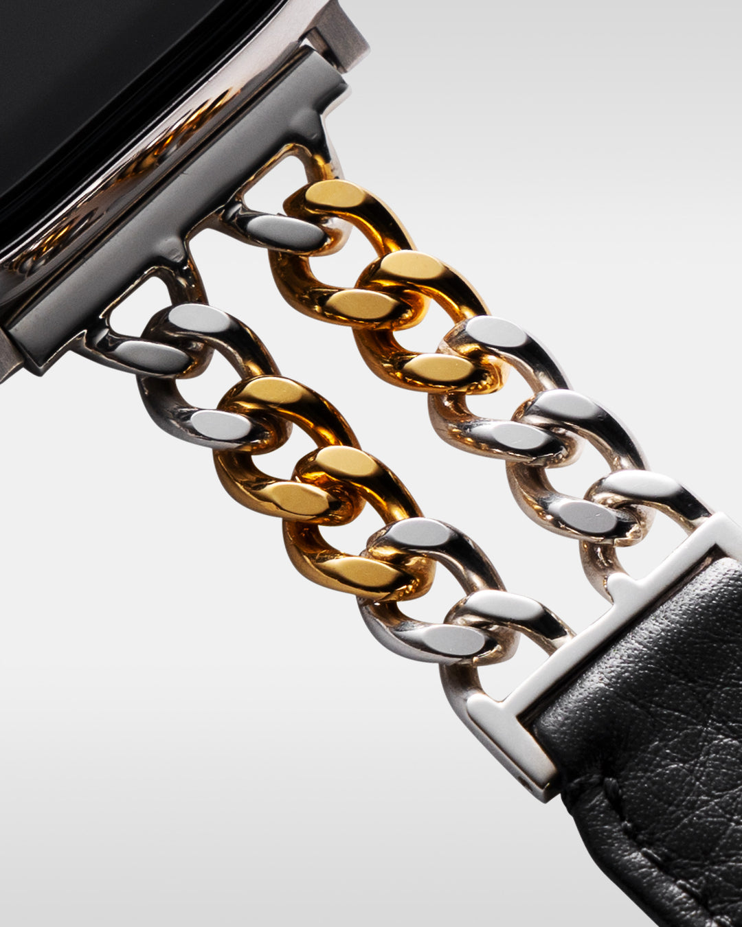 レザーハイブリッドチェーンバンド ゴールドプレーテッド×シルバー925 for Apple Watch