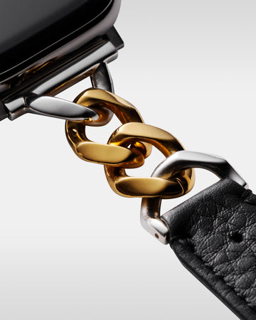 レザーハイブリッドチェーンバンド ゴールドプレーテッド×シルバー925 for Apple Watch