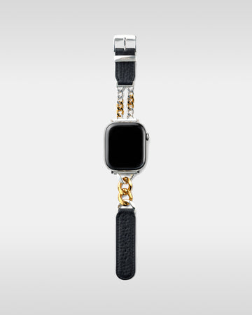 レザーハイブリッドチェーンバンド ゴールドプレーテッド×シルバー925 for Apple Watch