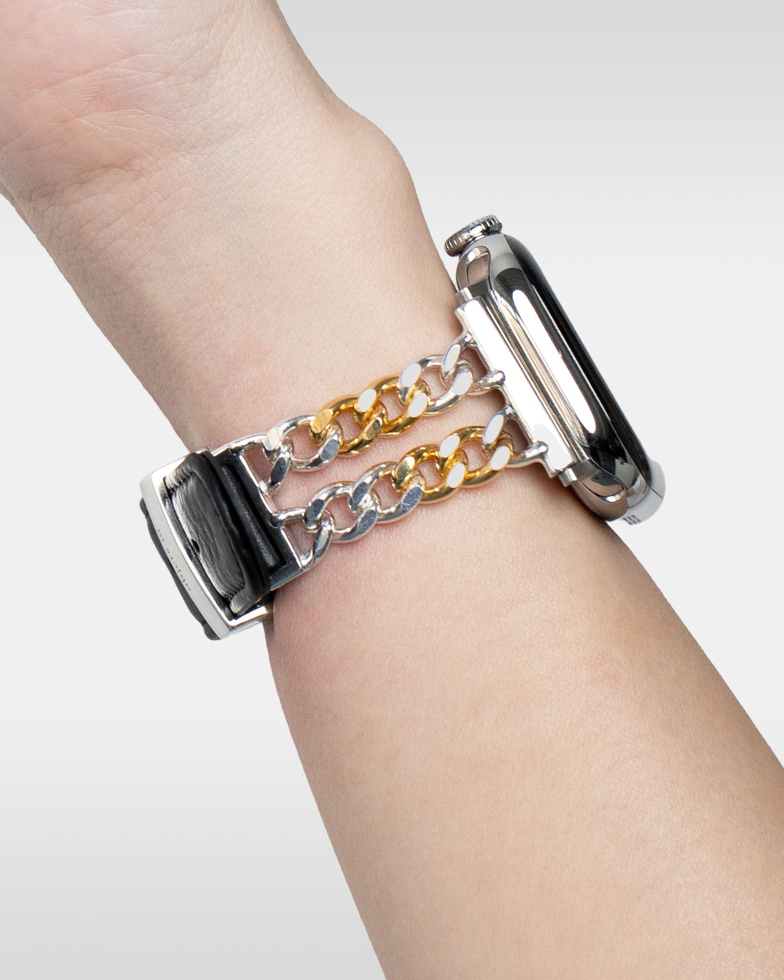 AppleWatch専用ダイアモンド&シルバー925製チャーム&ラバーバンド(黒