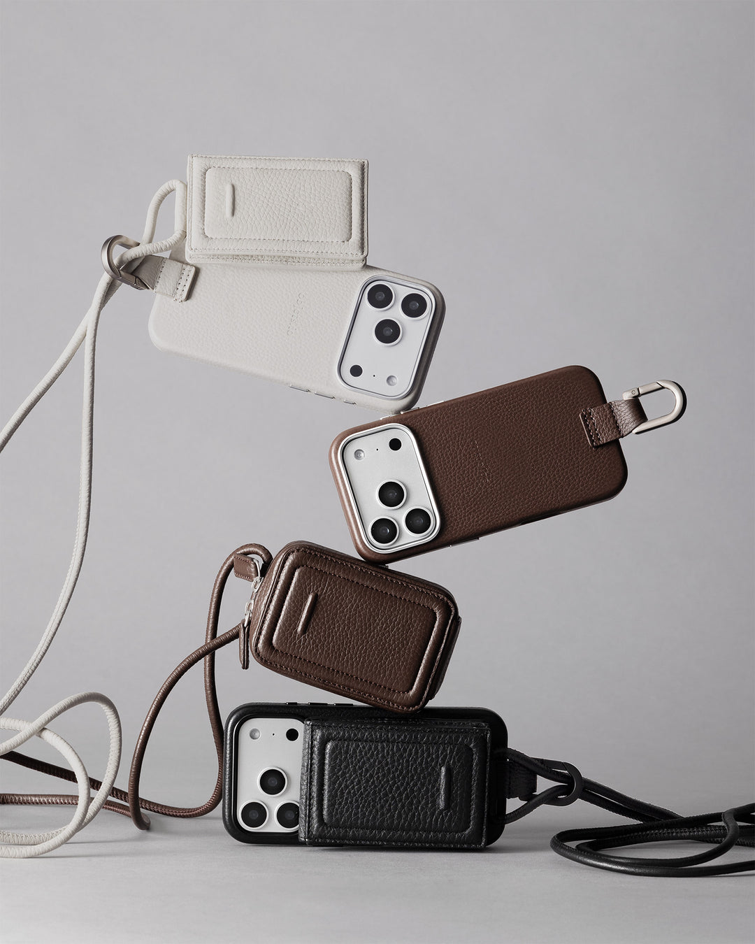 レザーストラップ + iPhoneケースセット - ダークブラウン