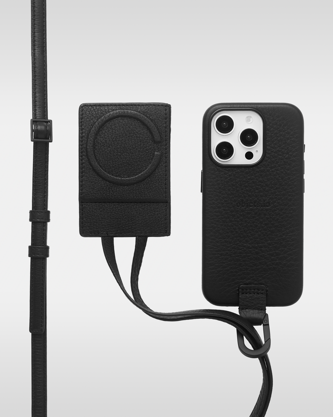 レザー製 iPhoneケース セット / 長さ調節可能 ストラップ付 レザー製 iPhoneケース セット / 長さ調節可能 ストラップ付