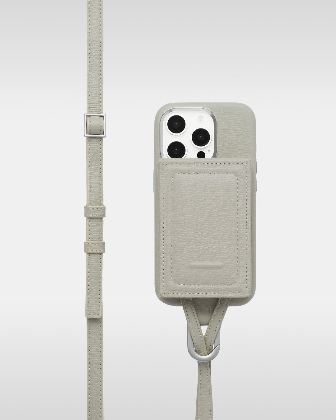 アジャスタブルレザーストラップ + iPhoneケースセット - ホワイトベージュ