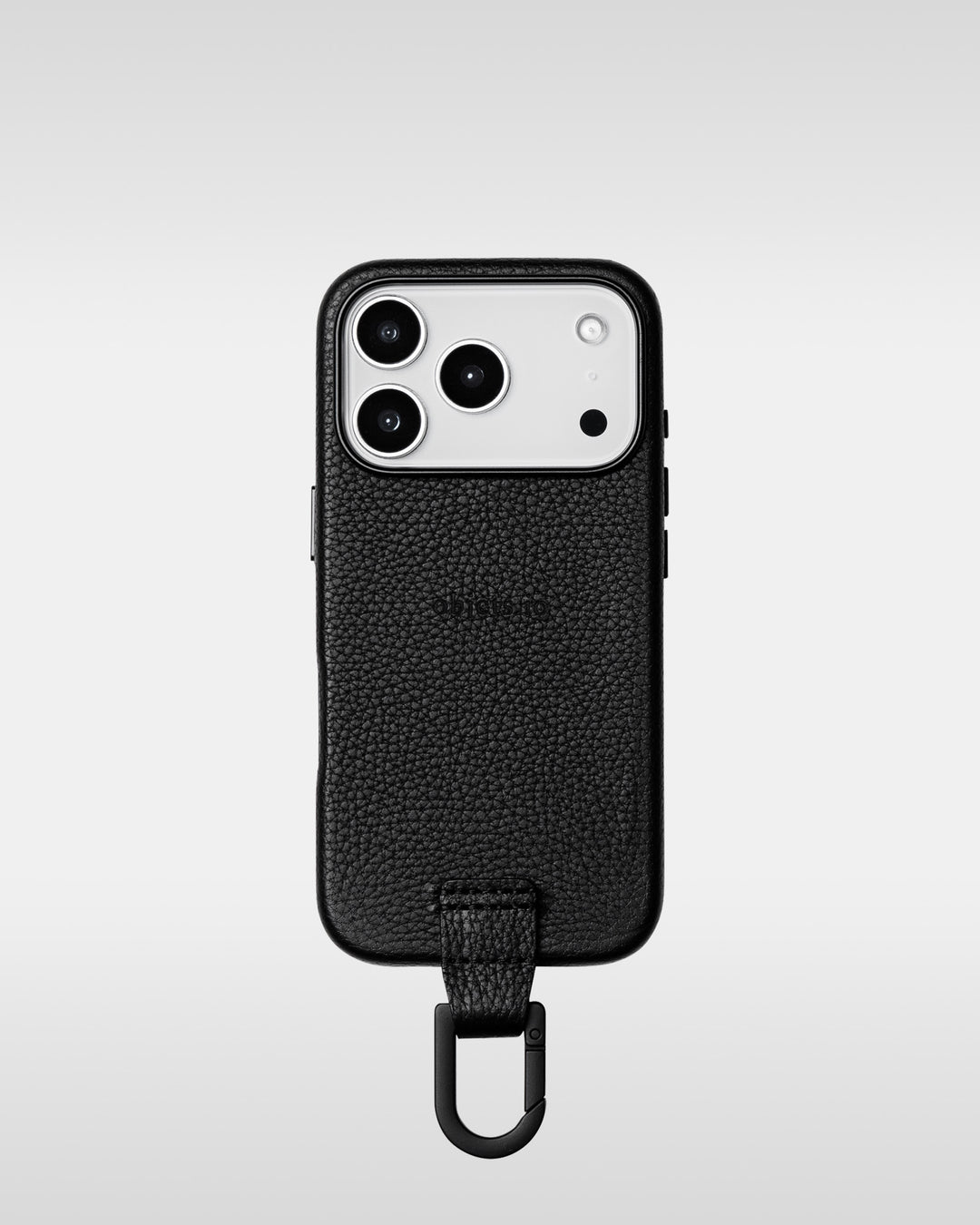 アジャスタブルレザーストラップ + iPhoneケースセット - ラムレザーパース - ブラック