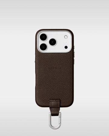 レザーストラップ + iPhoneケースセット - ダークブラウン