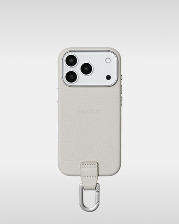アジャスタブルレザーストラップ + iPhoneケースセット - ラムレザーパース - マシュマロ
