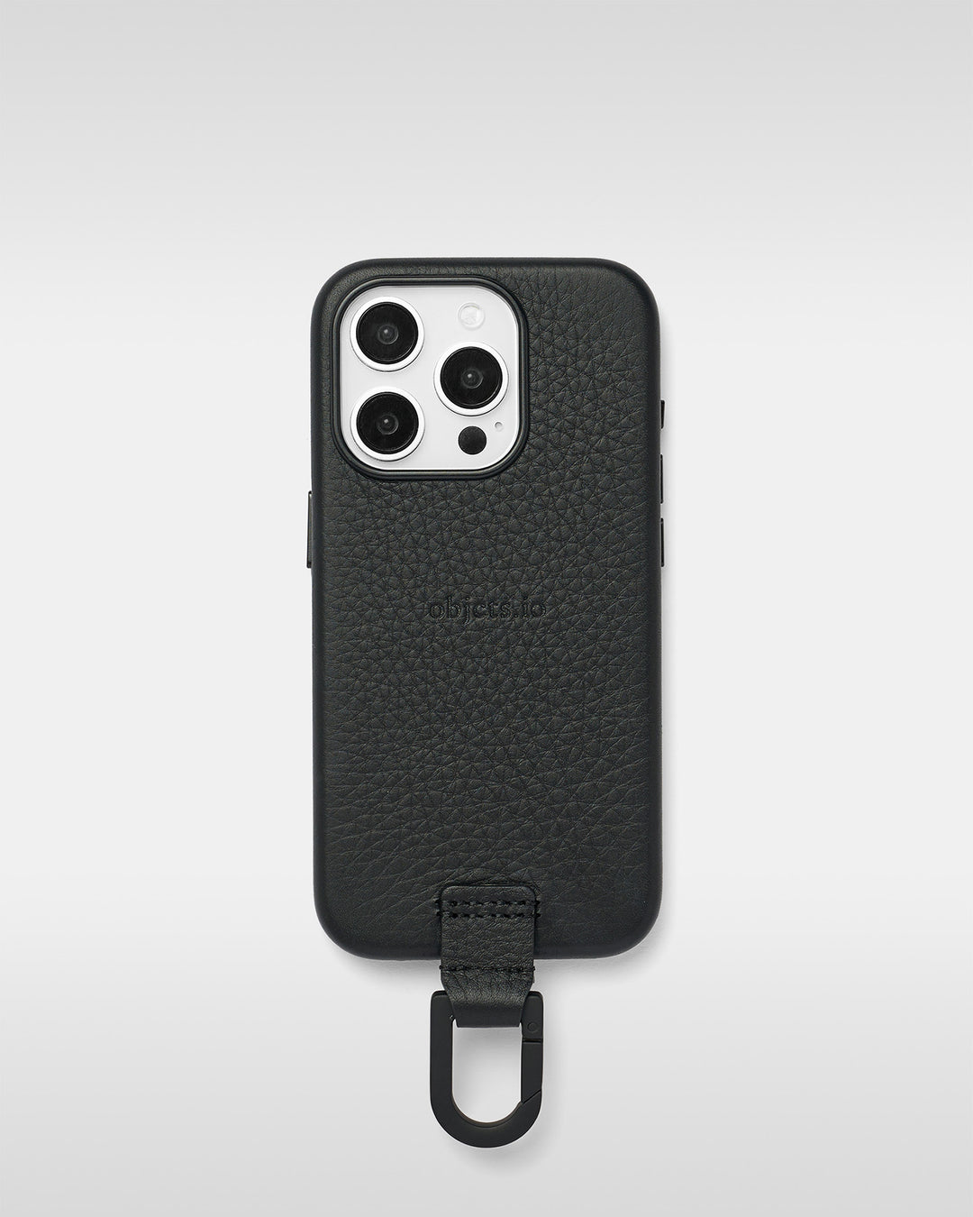 レザーストラップ + iPhoneケースセット - ブラック×シルバー
