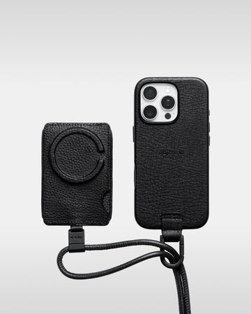 デタッチャブルストラップ + iPhoneケースセット - ブラック