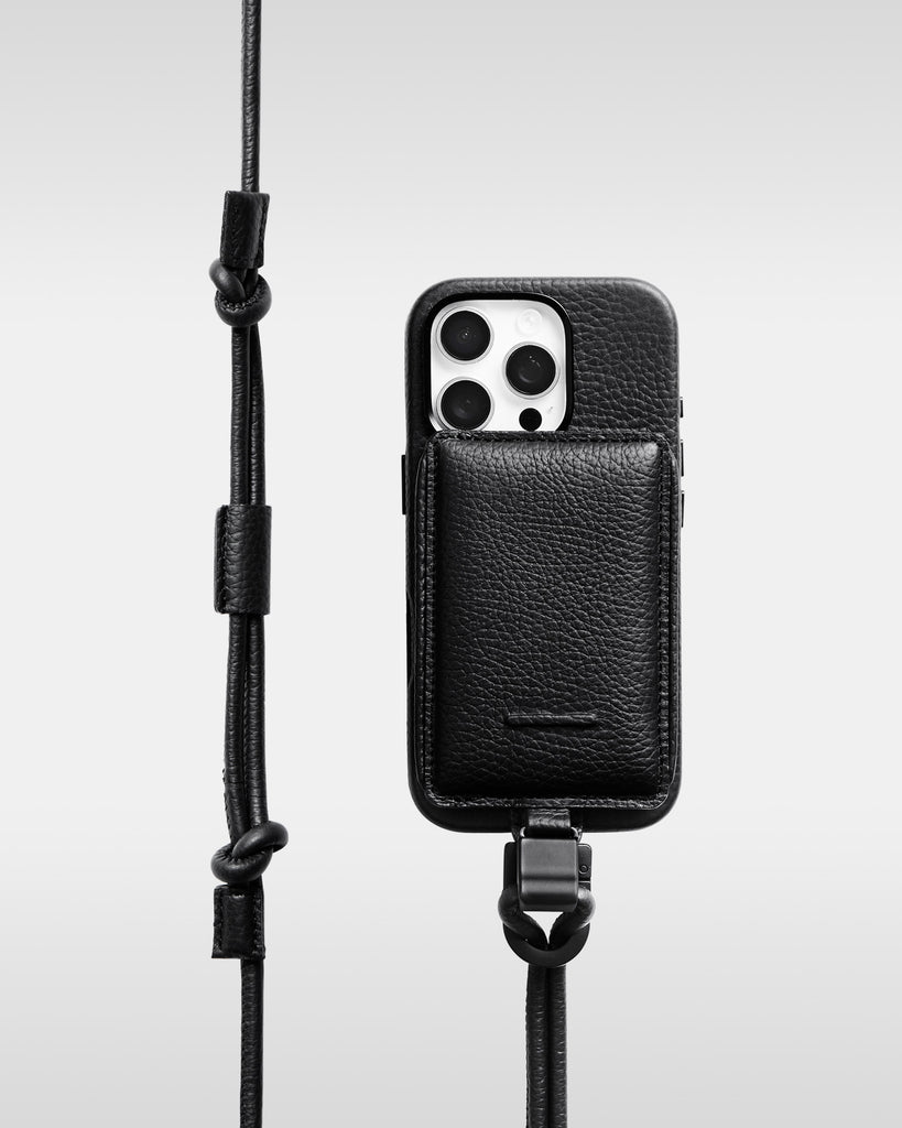 レザー製 iPhoneケース セット / 着脱可能ストラップ付