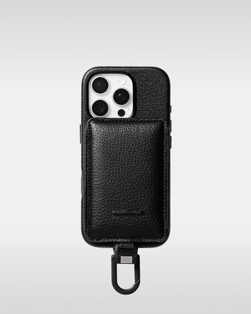 デタッチャブルストラップ + iPhoneケースセット - ブラック