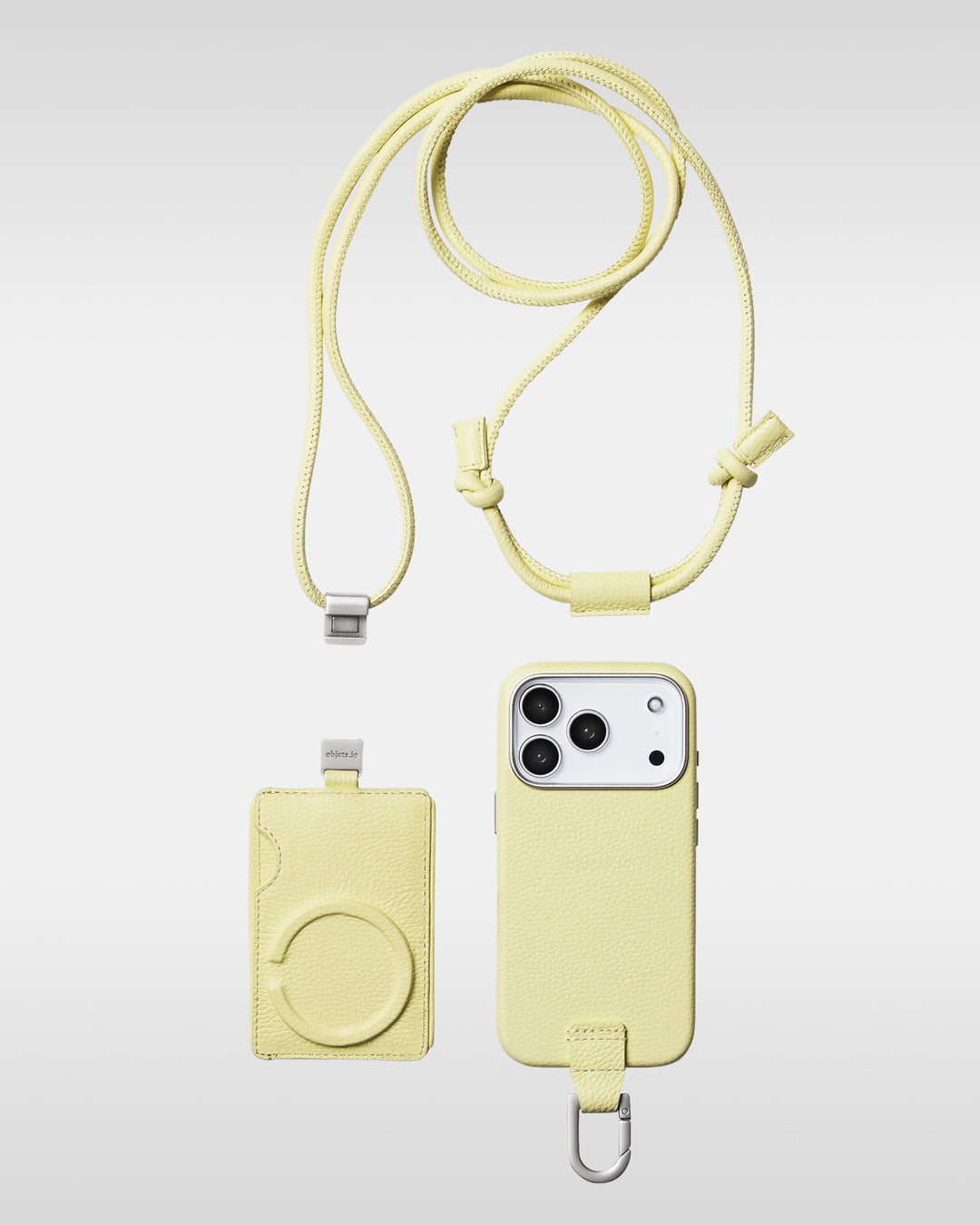 デタッチャブルストラップ + iPhoneケースセット - バターイエロー