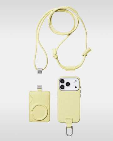 デタッチャブルストラップ + iPhoneケースセット - バターイエロー