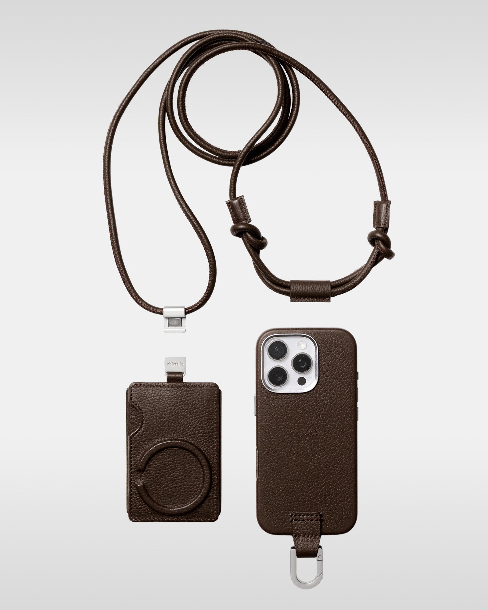 レザー製 iPhoneケース セット / 着脱可能ストラップ付スマホケース