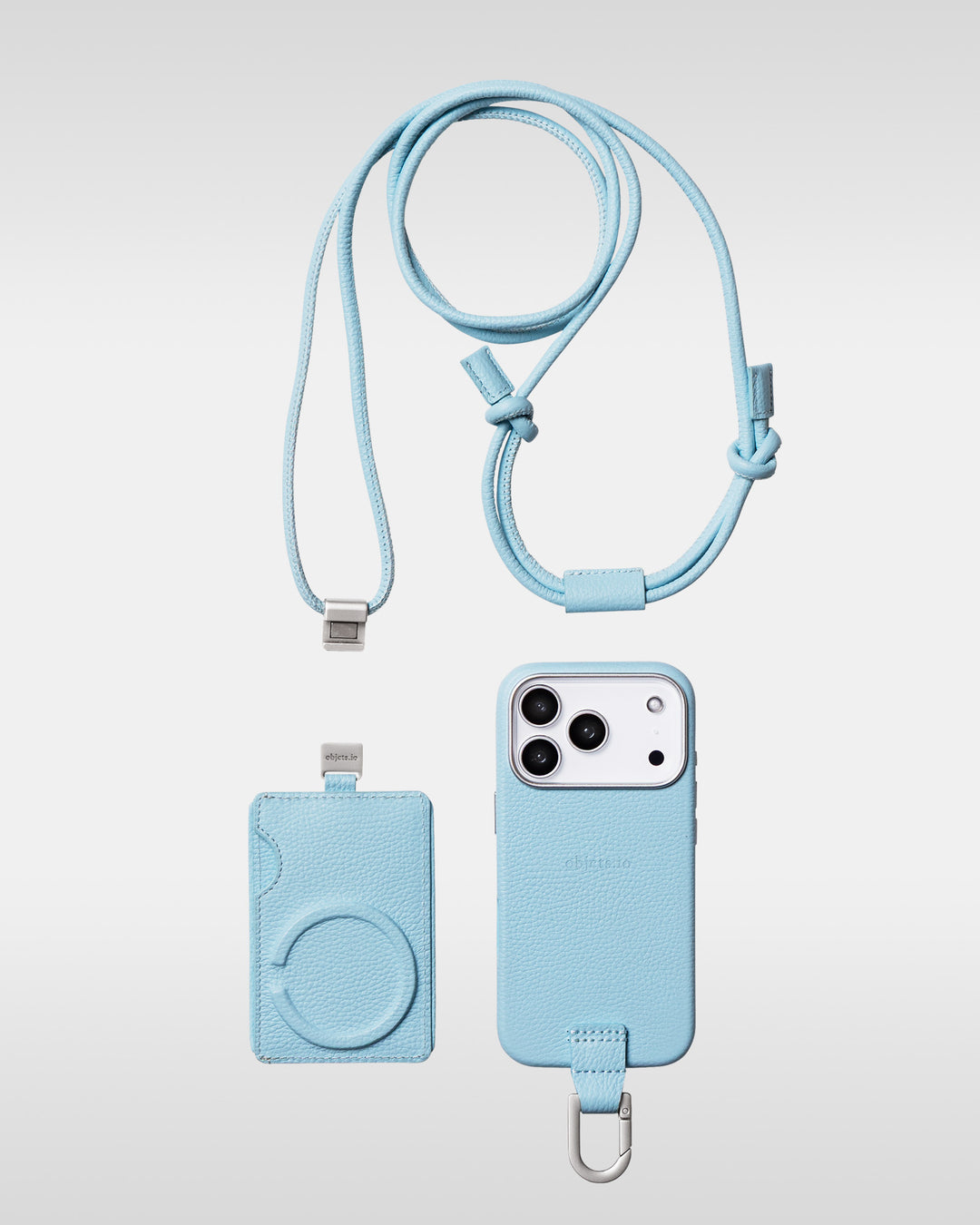 デタッチャブルストラップ + iPhoneケースセット - ライトブルー