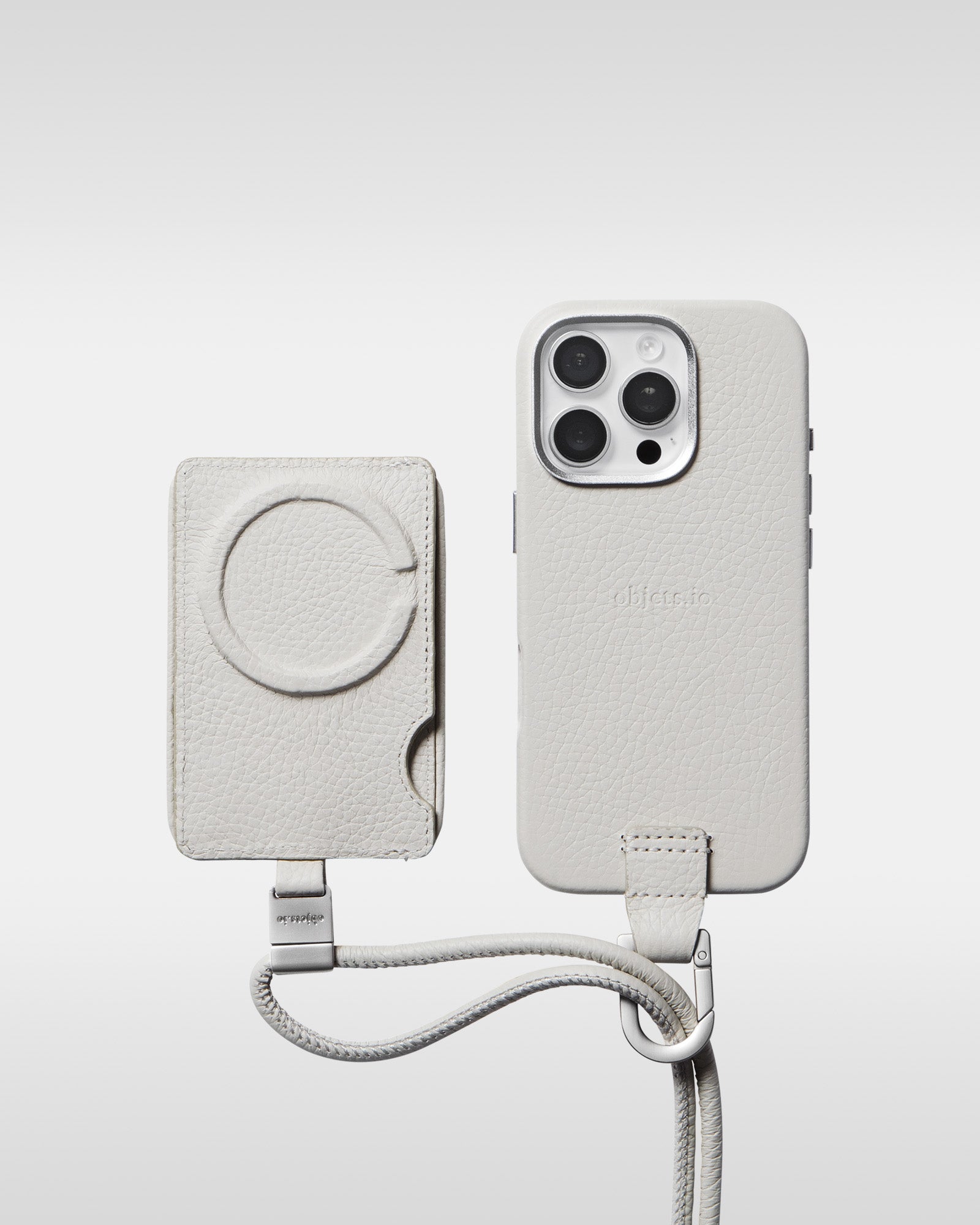 レザー製 iPhoneケース セット / 着脱可能ストラップ付スマホケース