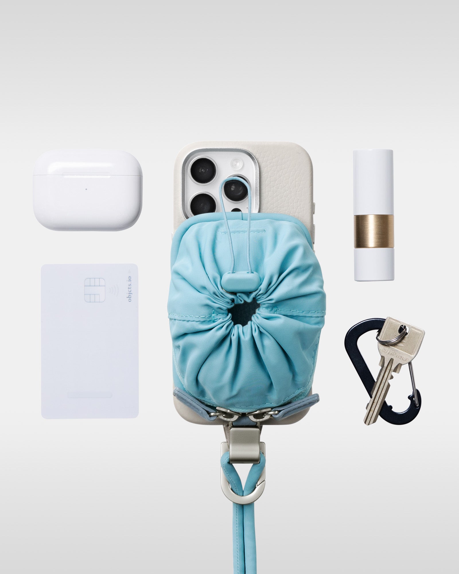 objcts.io iPhone15pro ケース+ストラップ レザー製 iPhoneケース セット / ストラップ付スマホケース