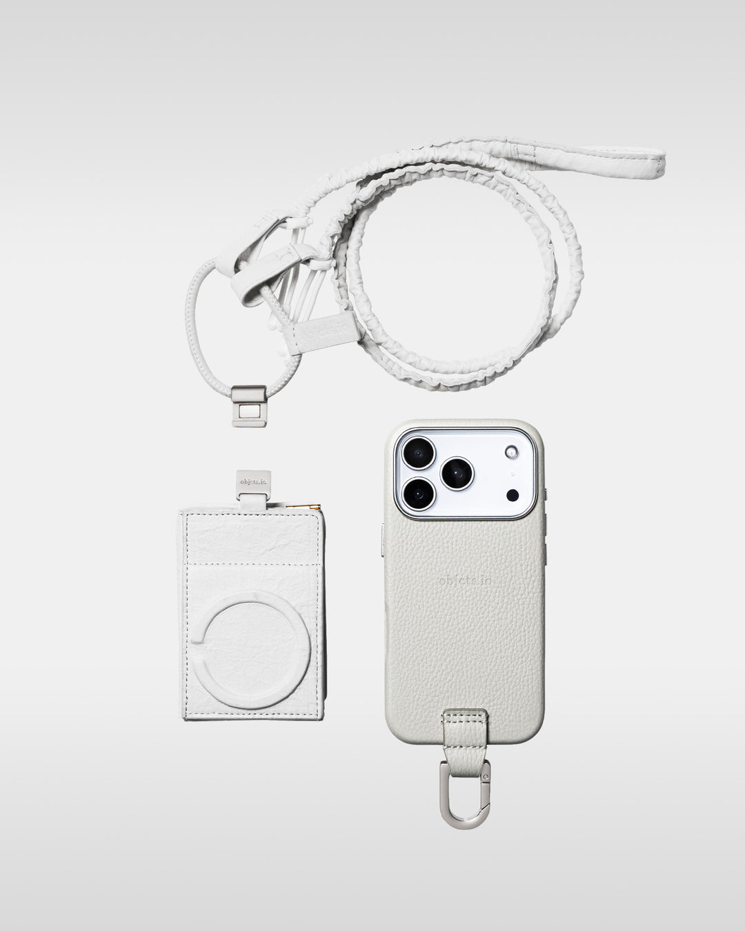 デタッチャブルストラップ + iPhoneケースセット objcts.io × meanswhile ダイニーマ®レザーウォレット - ブラック