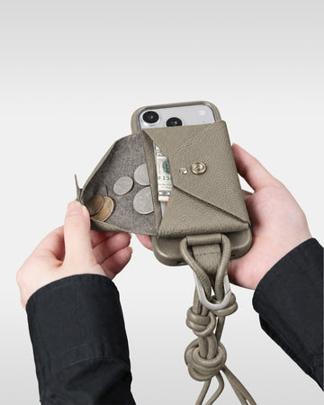 アジャスタブルレザーストラップ + iPhoneケースセット - エンベロープ - グレージュ