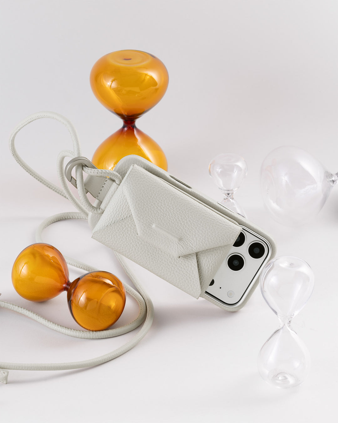 アジャスタブルレザーストラップ + iPhoneケースセット - エンベロープ - マシュマロ