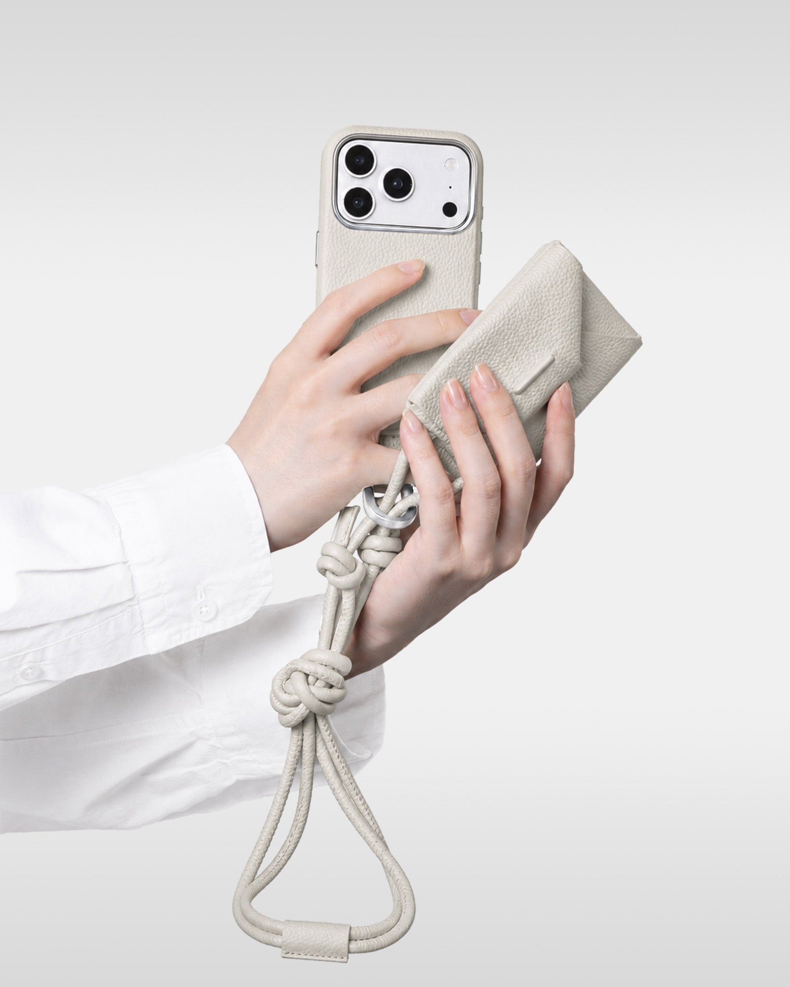 レザー製iPhoneケース セット / ストラップ付スマホケース / スマホ