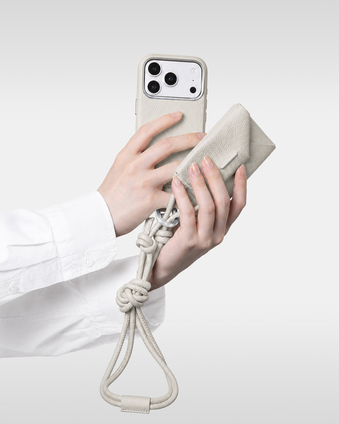 アジャスタブルレザーストラップ + iPhoneケースセット - エンベロープ - マシュマロ