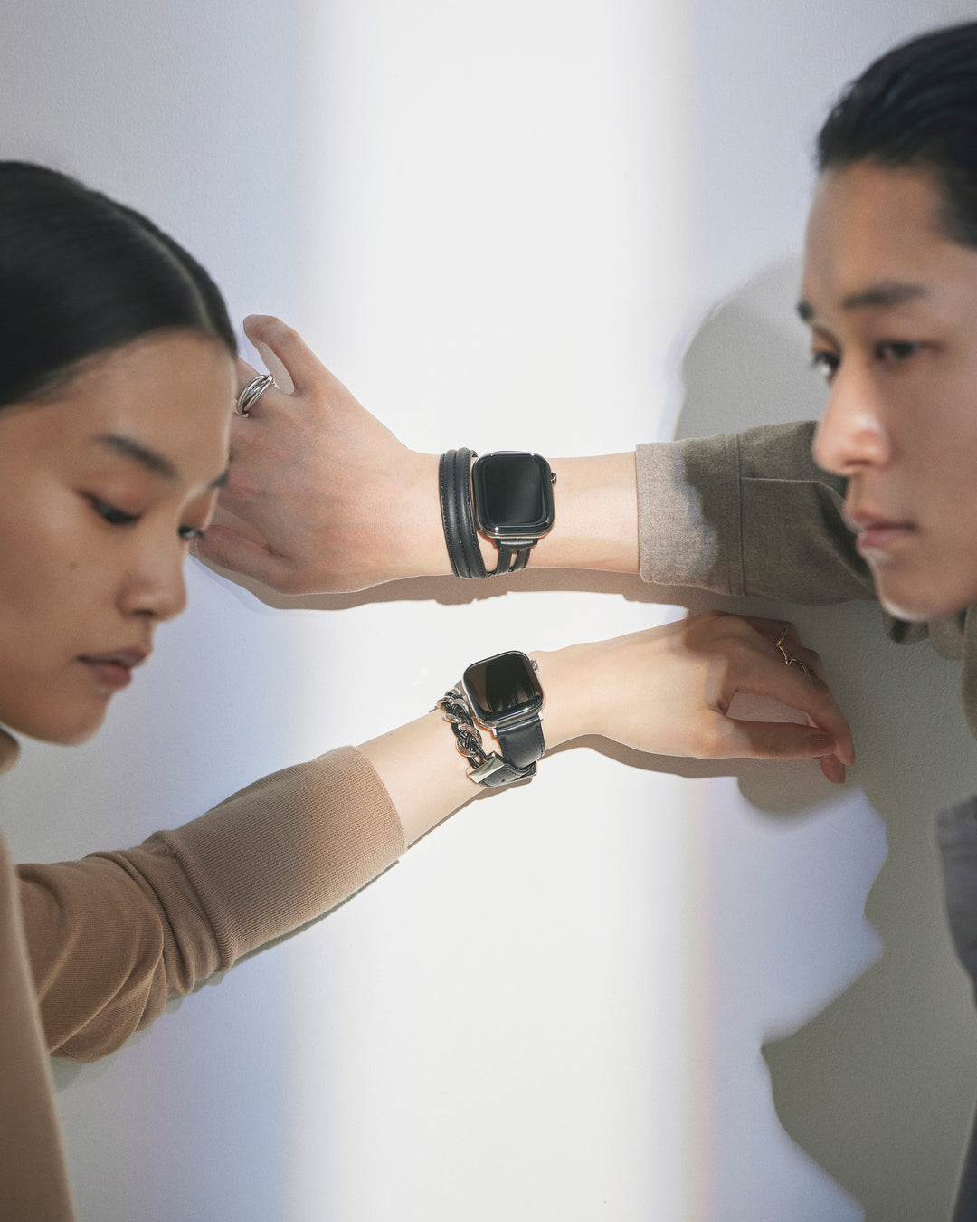 レザーハイブリッドダブルラップバンド for Apple Watch