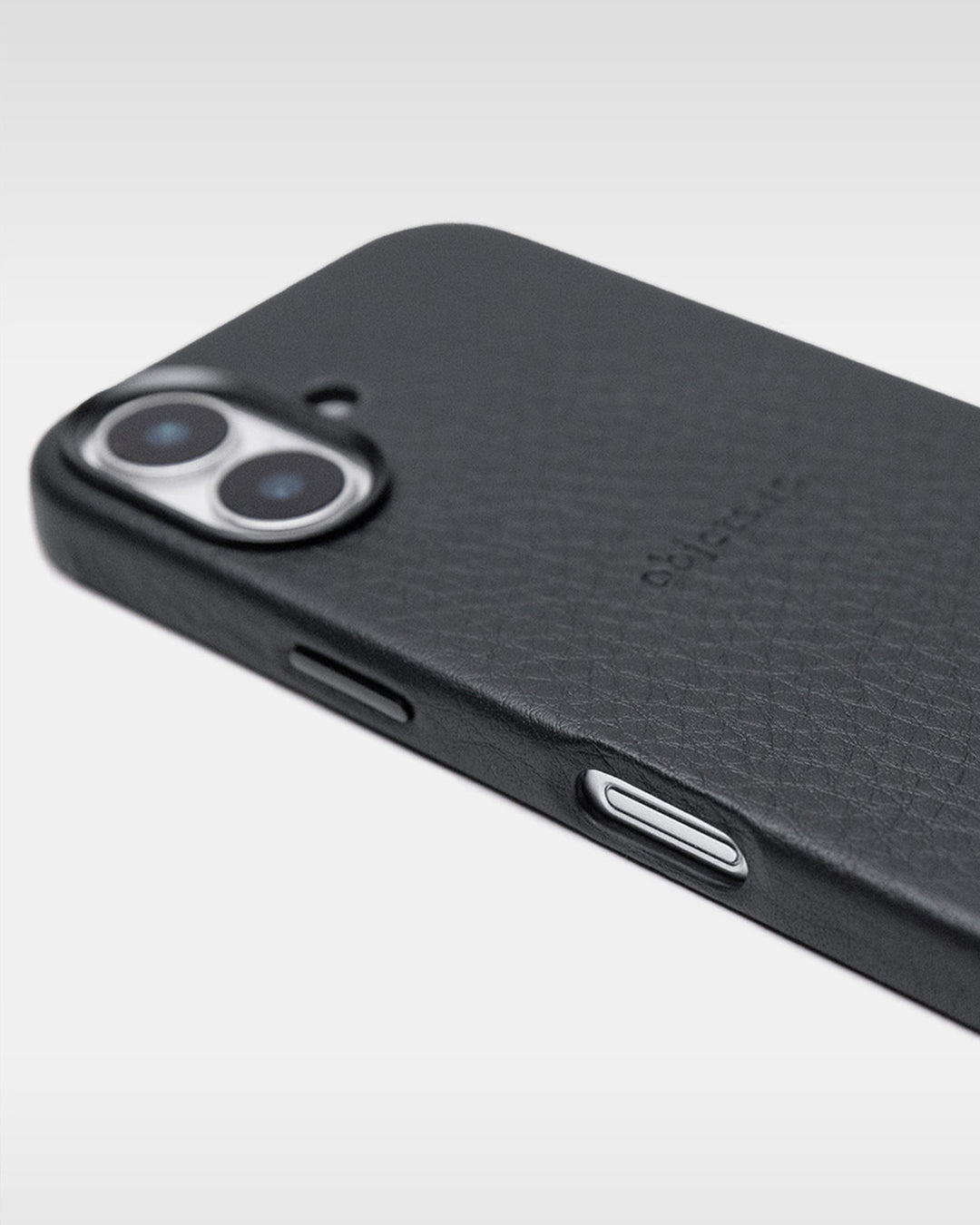 アジャスタブルレザーストラップ + iPhoneケースセット - ラムレザーパース - ブラック