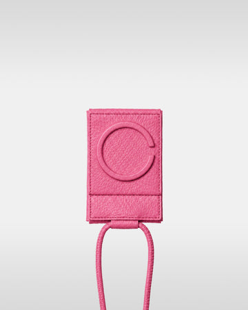アジャスタブルレザーストラップ付iPhoneアクセサリー エンベロープ - ショッキングピンク