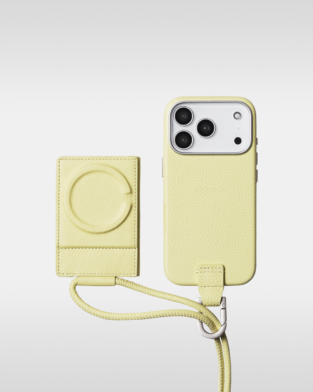 レザーストラップ + iPhoneケースセット - バターイエロー